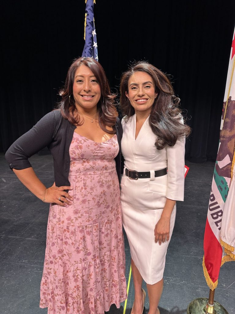 Christine Salazar with State Senator Sasha Renée Pérez at her community swearing-in